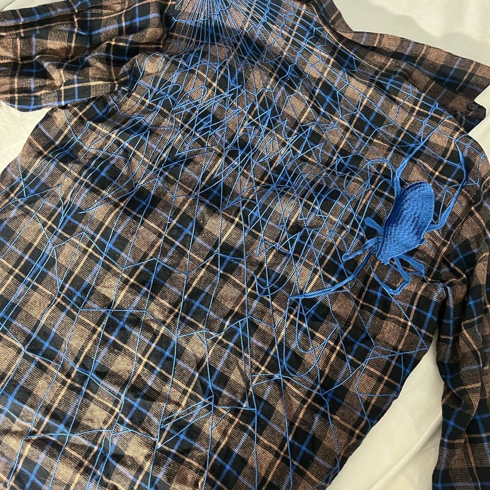 REVENGE blue spider flannel